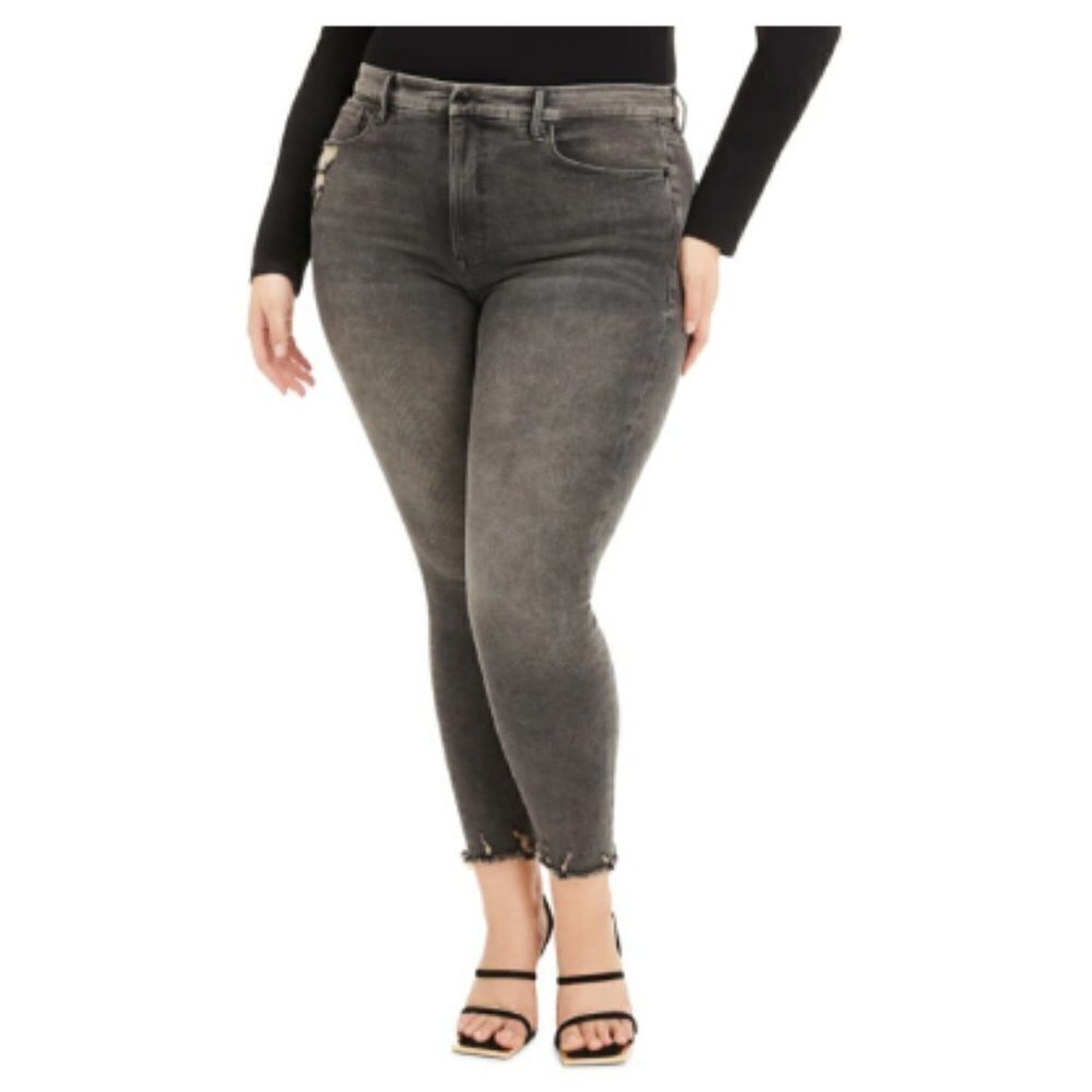 Good American Good Legs High Waist Crop Skinny Jeans In Black213 sz 18